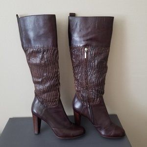 D&G heeled leather knee high boots